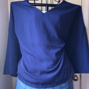 Lane Bryant 24 navy v-neck blouse crepe top plus